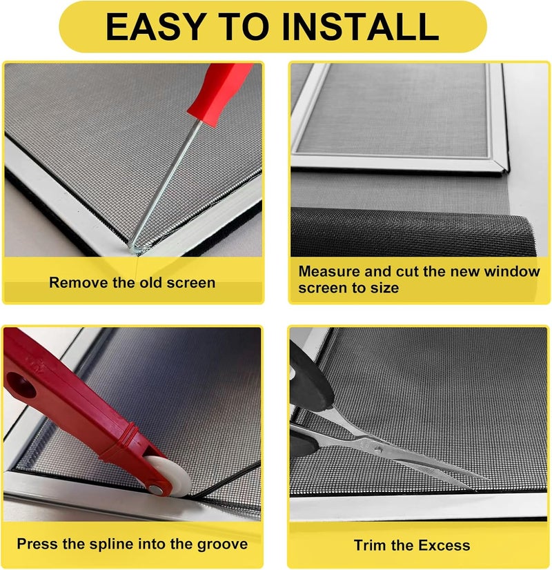 HANYQING Fiberglass Window Screen Roll, High Visibility and Durable, Protection Install and R Epair Door and Window Screens (Black, 48in*100ft) - Image 5